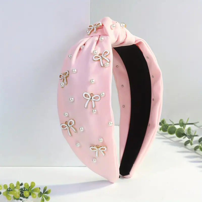 Elegant Pearl & Coquette Bow Embellished Headbands