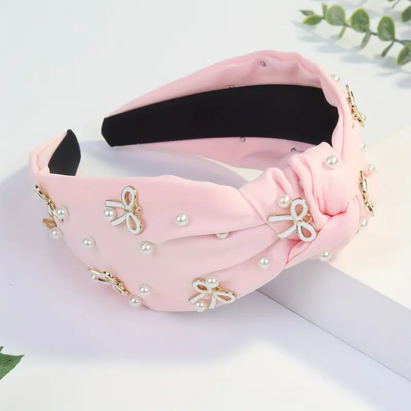 Elegant Pearl & Coquette Bow Embellished Headbands