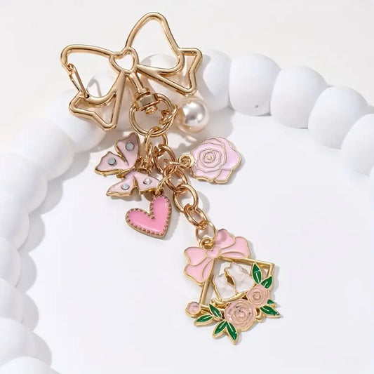 Cute Rose Bow Keychain