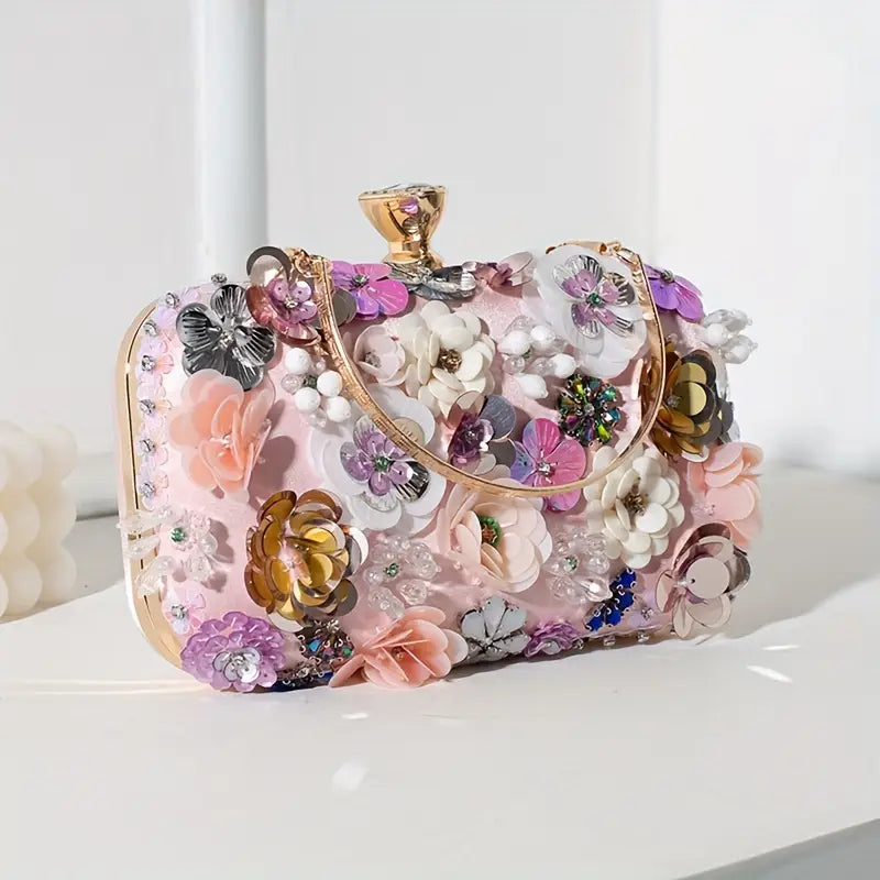 Mini Floral Beaded Hand Bag
