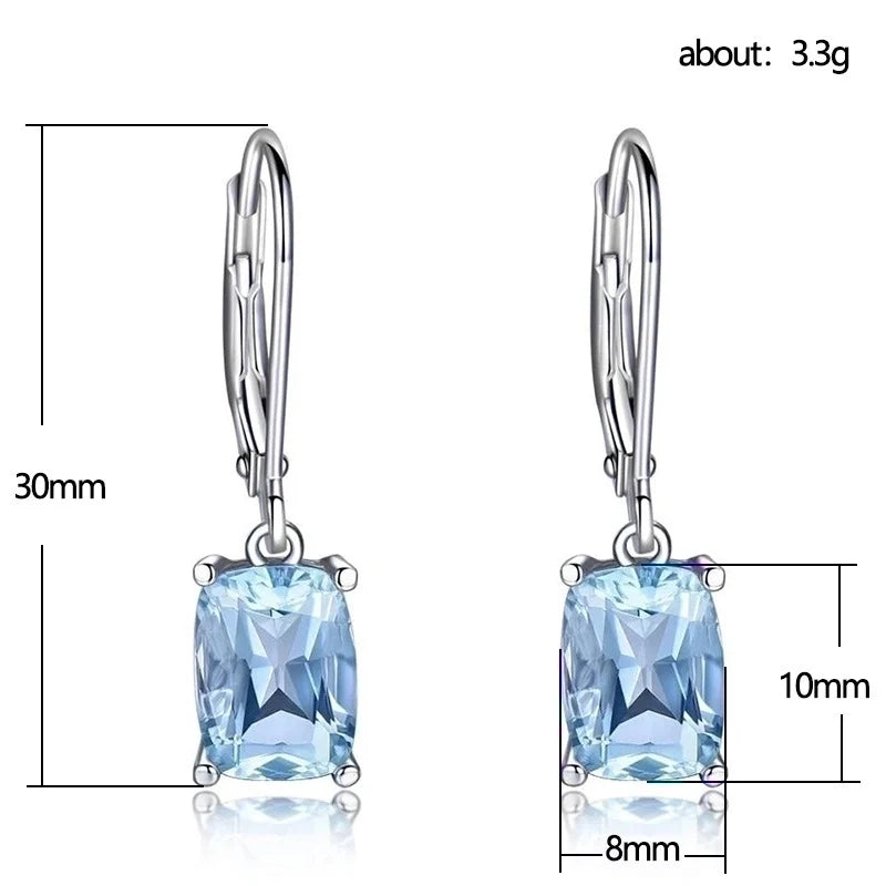 Blue Topaz Drop Zircon Drop Earrings