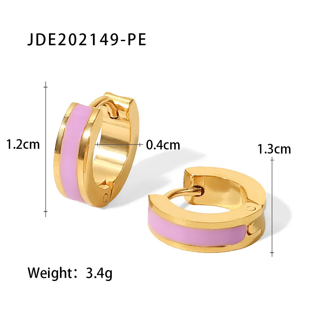 18K Gold Small Hoop Earrings With a Splash of Color