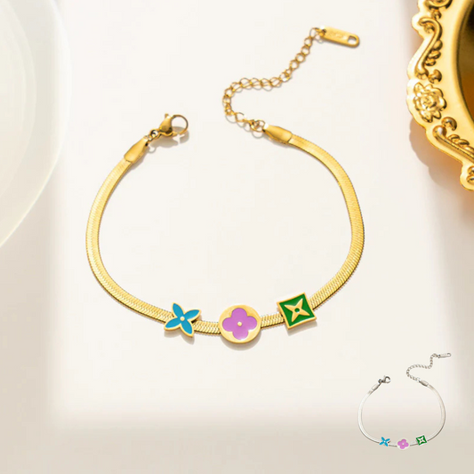 Bright Floral Silver or Gold Bracelet