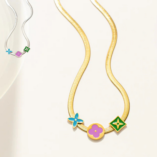 Floral Titanium or 18k Gold Necklace