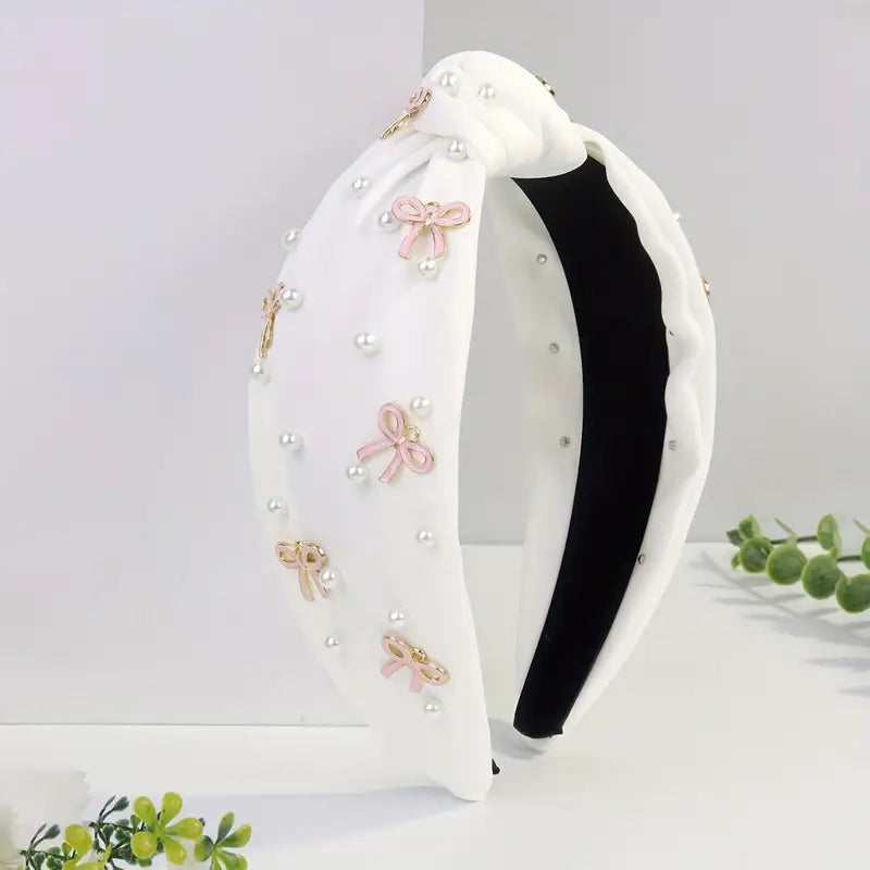 Elegant Pearl & Coquette Bow Embellished Headbands