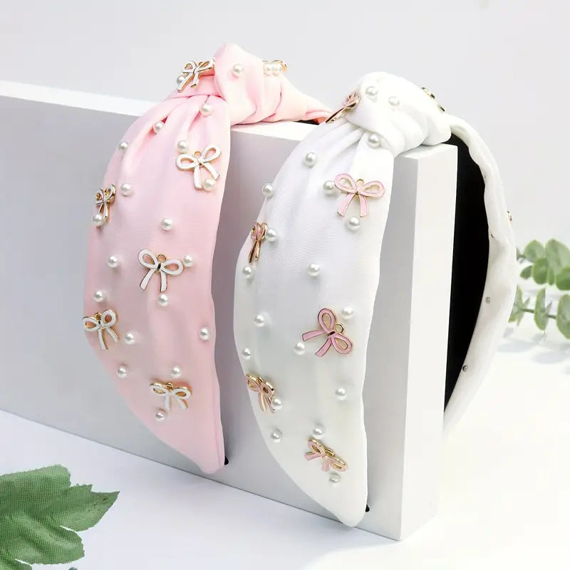 Elegant Pearl & Coquette Bow Embellished Headbands