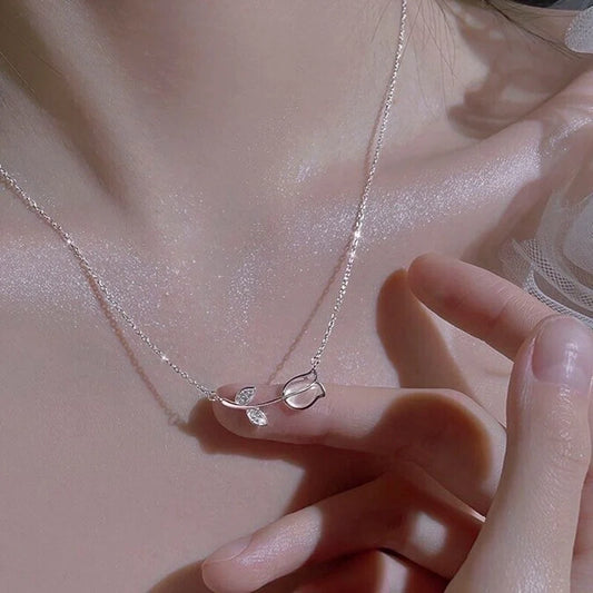Sterling Silver Rose Necklace