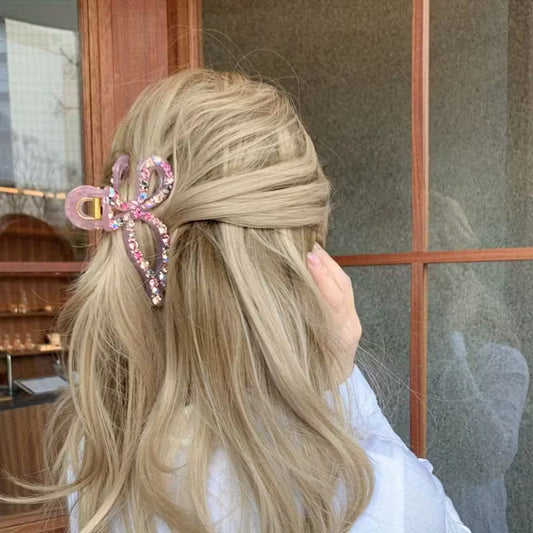 Pink Gemstone Bow Clip