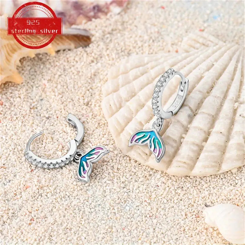 Mermaid Tail Sterling Silver Earrings