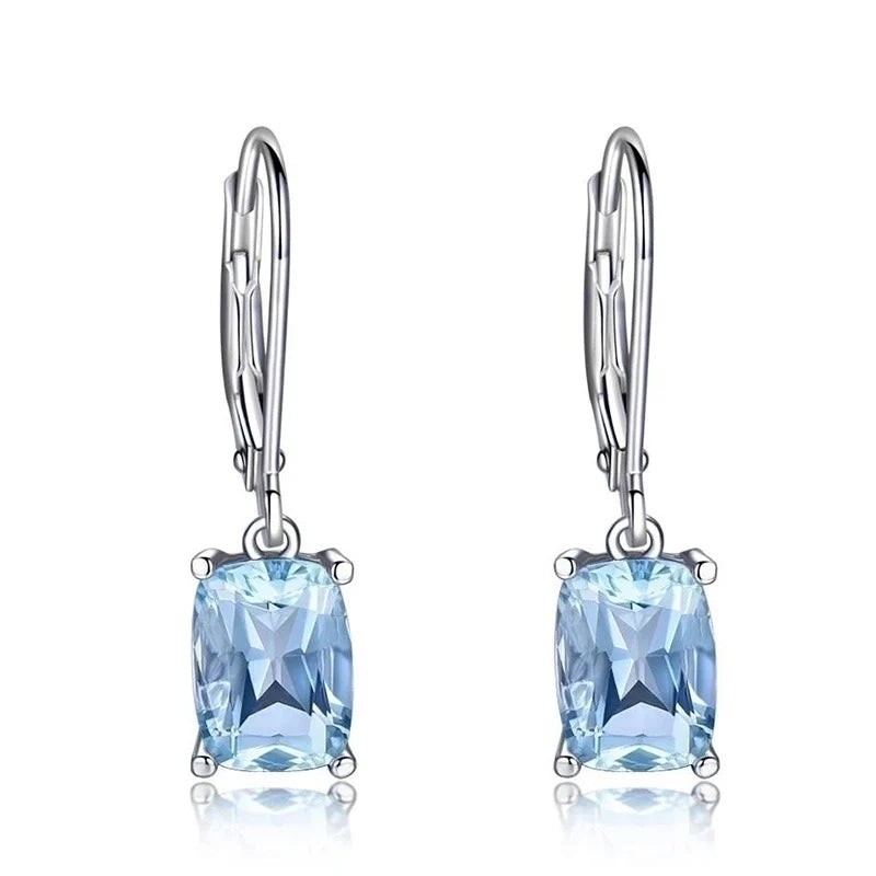 Blue Topaz Drop Zircon Drop Earrings