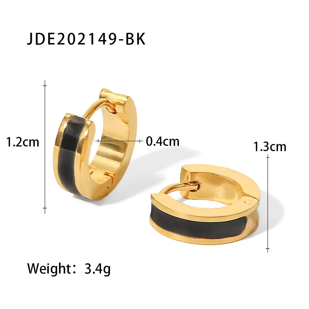 18K Gold Small Hoop Earrings With a Splash of Color