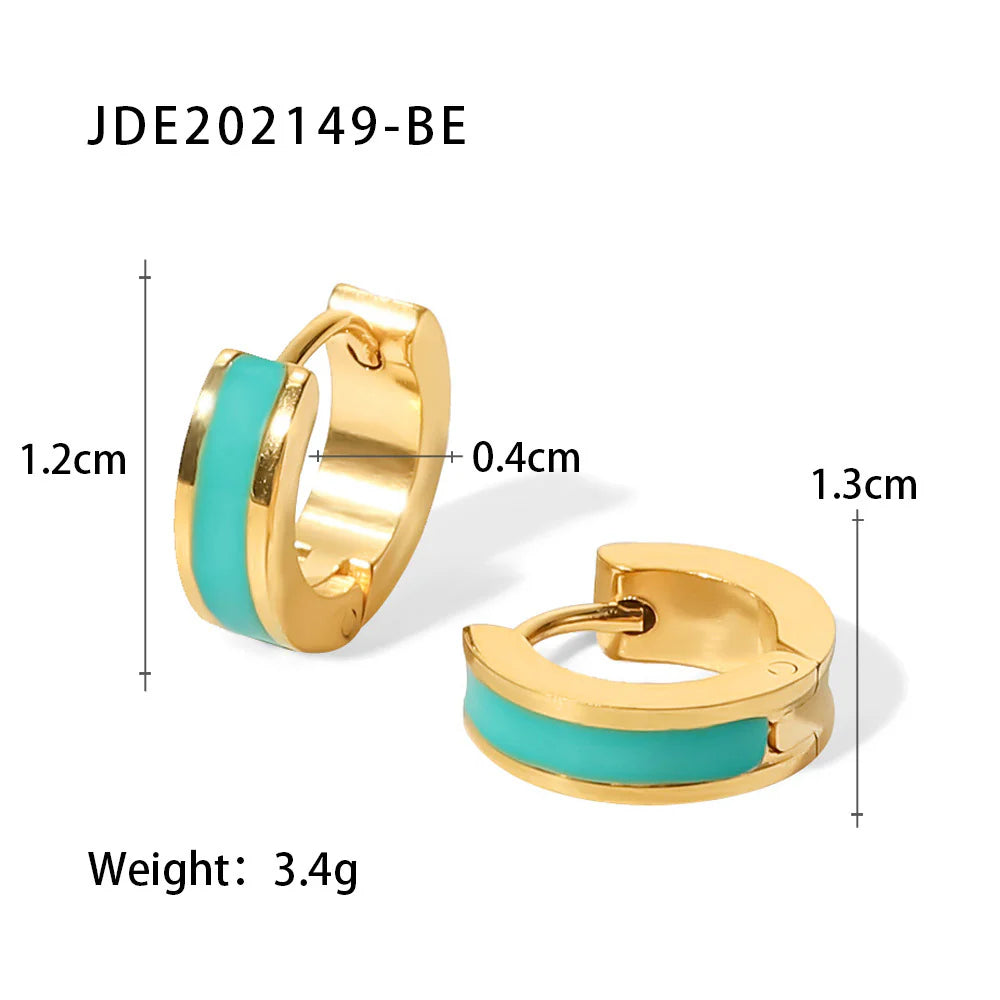 18K Gold Small Hoop Earrings With a Splash of Color