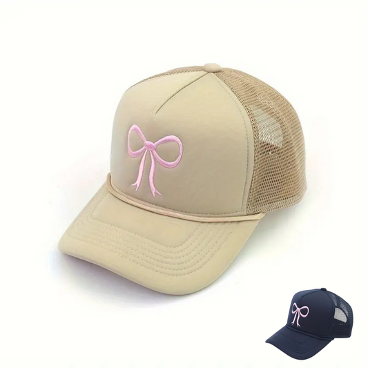 Embroidered Bow Trucker Hat