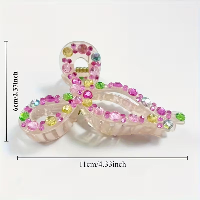 Pink Gemstone Bow Clip